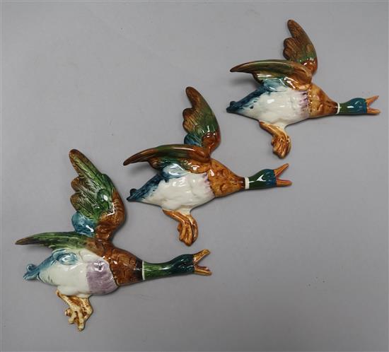 A group of eight Beswick graduated flying ducks